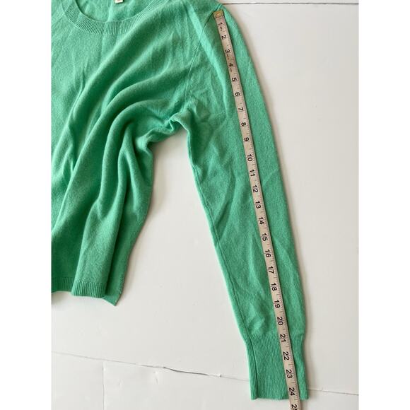 J Crew Cashmere Sweater Pullover Women L Spring Green Crew Neck Slim Fit - Picture 6 of 8
